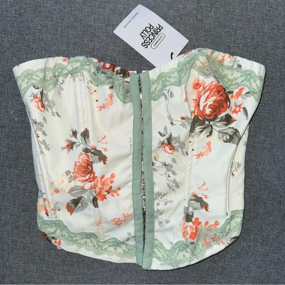 Princess Polly Yamie Bustier Corset Floral Lace Going Out Top - Picture 2 of 7